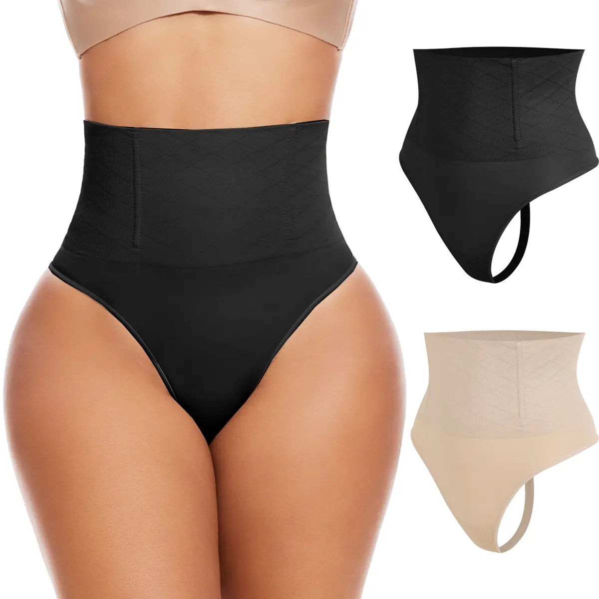Women's High Waist Shapewear Panties, Tummy Control & Butt Lifting Style, Solid Spandex Underwear with Boned Support for Plus Size Tummy Flattering