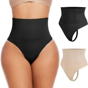 Women's Plain High Waist  Shapewear Thong Panties, Tummy Control Butt Lifting Shaper, Ladies Shapewear Bottoms For All Seasons Womenswear Underwear Comfort Black Sexy