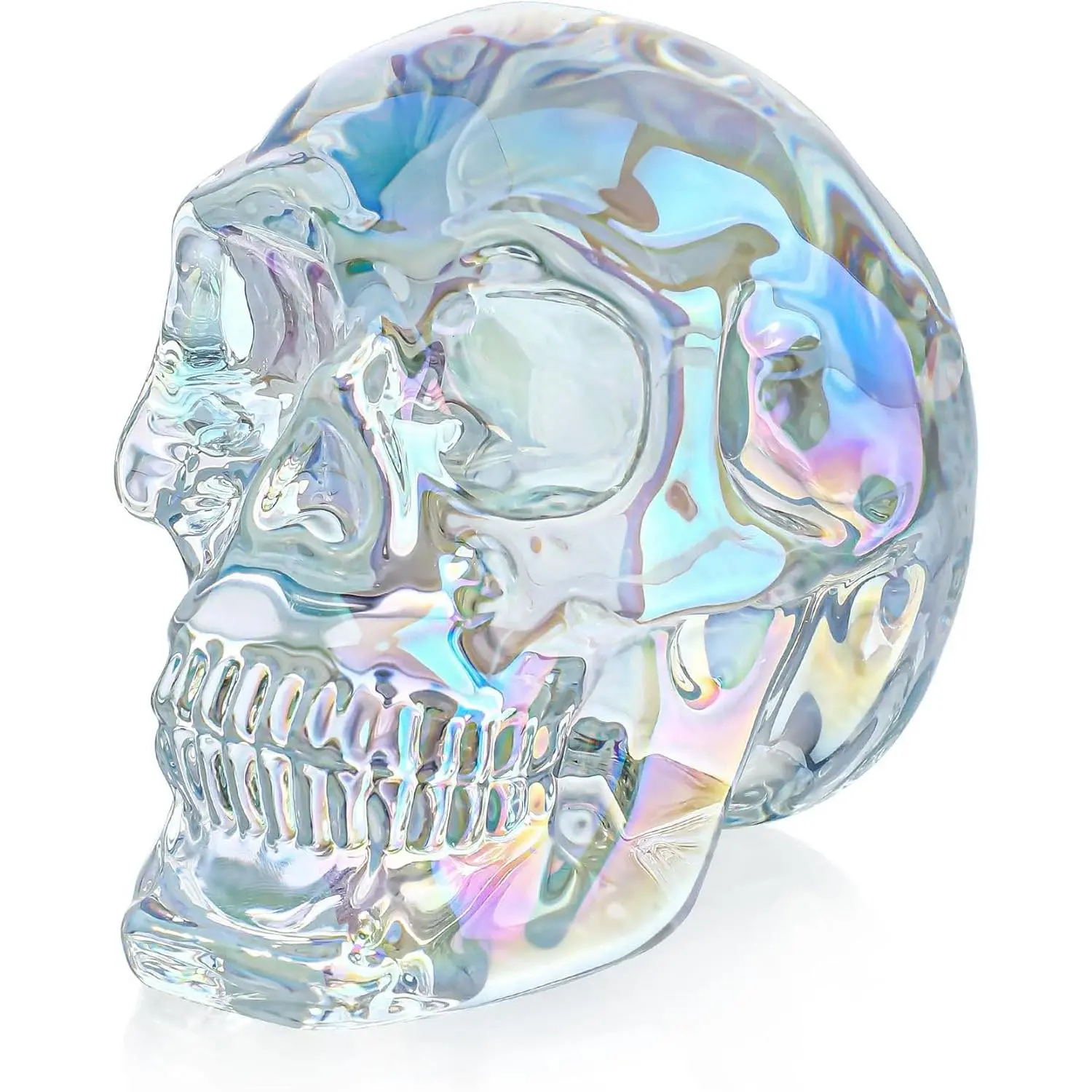 3''  Human Skull  Statues Halloween Decor Glass Skull Figurines Sculpture for Home Decor,Colorful