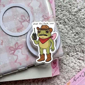 What The Fuck Over Cowboy Frog MagSafe Phone Grip, Funny Sarcastic Griptok, Cute Froggy Western Phone Stand, Relatable Humour Accessory, Quirky Frog Lover Gift