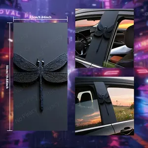 Premium Car Center Pillar Sticker Set  Waterproof & Scratch-Resistant PVC Bumper Decals Starry Sky Dragonfly Design, Romantic & Mysterious Style Universal for All Vehicles & Surfaces