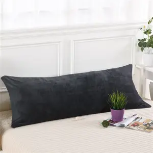 Velvet Body Pillowcase with Zipper – Super Soft Fuzzy Flannel Long Pillow Cover Warm Cozy 20x54 Inches