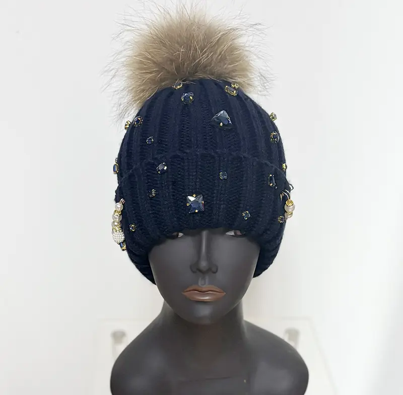 Luxury Rhinestone Beads Knitted beanie Crown of Cairo Luxor II | Swarovski Luxury Beanie – MELROSEHIGH main image 4