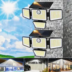 2-Pack 3-Head Solar Outdoor LED Security Lights, 2500LM Motion Sensor Spotlights, 270° Wide-Angle, IP65 Waterproof for Garage, LED Solar Outdoor Fixtures, Led Lights, Solar Outdoor Lights