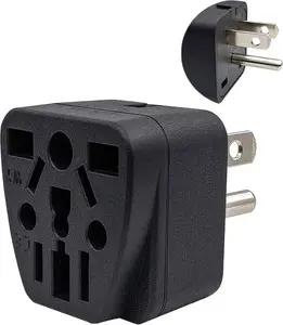 Travel Plug Adapter EU/UK/AU/in/CN/JP/Asia//Brazil to  (Type B), 3 Prong Grounded  Wall Plug, International Mini Travel Adapter and Converter, Wall Outlet Power Charger Converter Black