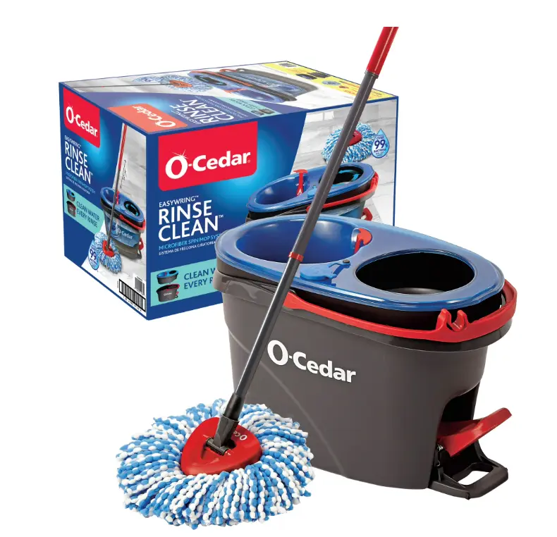 O-Cedar Fastening Rinse Clean Mop and Bucket Set, Featuring a Microfiber Mop Head for Efficient Home Floor Cleaning