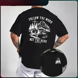 2026 T-shirt -With Cross Cow And Mountain Graphic For Church Or Outdoor Wear Evangelical Christian Message Unisex Menswear Tops shirts women