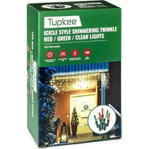 Christmas Twinkle Icicle Lights - 12 of 100 Bulbs Twinkling - 5.5 Feet Light String - 100 Incandescent Multicolor Bulbs - Indoor Outdoor - Random Shimmering Sparkling Christmas Icicle Lights
