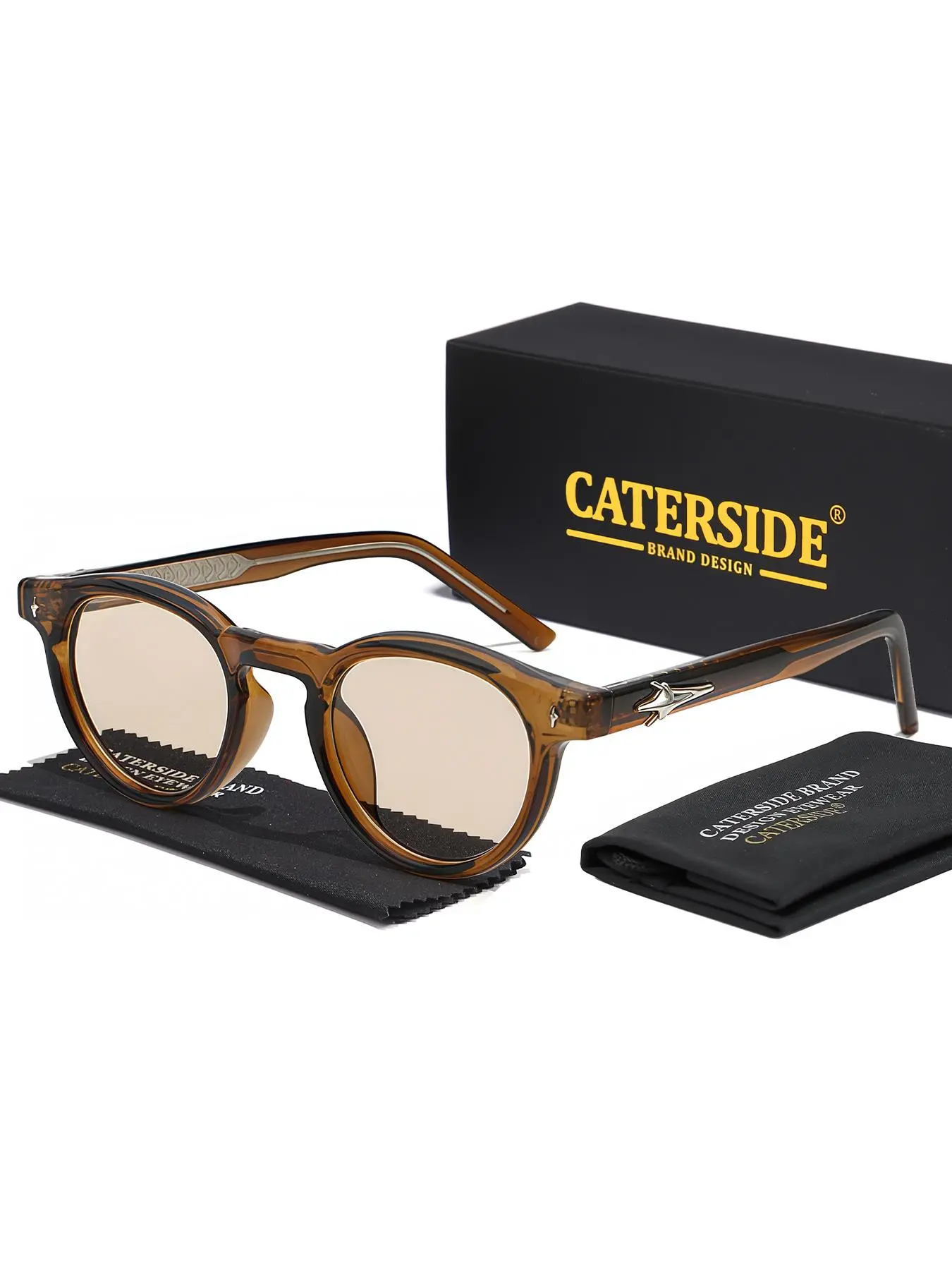 Vintage Fashion Tortoiseshell Sunglasses, Retro Round Frame Polarized Sunglasses, Trendy Casual Sunglasses for Women & Men for Everyday Use