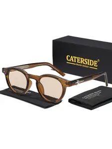 Vintage Fashion Tortoiseshell Sunglasses, Retro Round Frame Polarized Sunglasses, Trendy Casual Sunglasses for Women & Men for Everyday Use