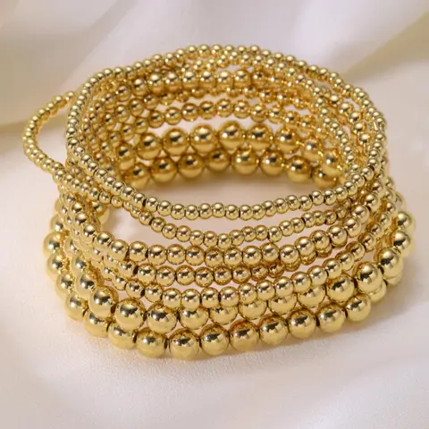 【Black Friday】Women's Beaded Bracelet Set, 7 Pieces/Set, Exquisite Trendy Elastic Rope Stackable Bracelet, Everyday & Party Jewelry for Women & Girls