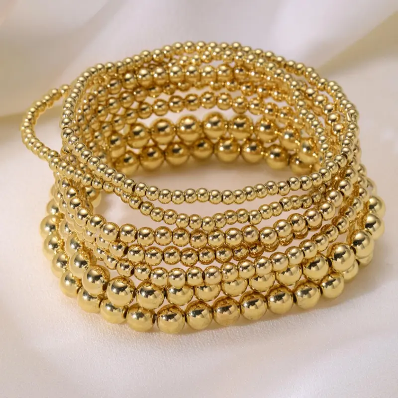 【Black Friday】Women's Beaded Bracelet Set, 7 Pieces/Set, Exquisite Trendy Elastic Rope Stackable Bracelet, Everyday & Party Jewelry for Women & Girls