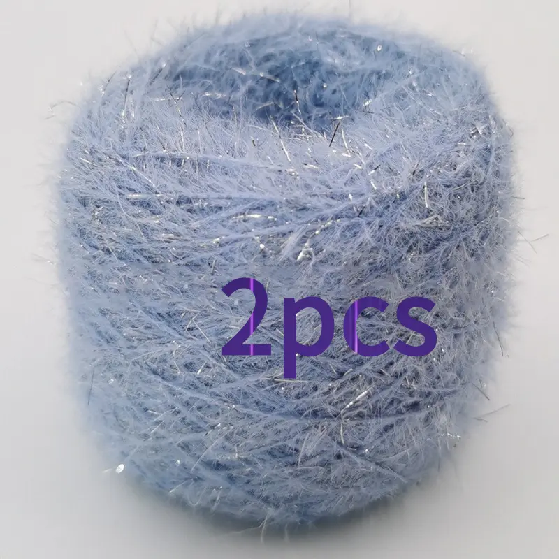 2pcs  Faux Mink Yarn With Gold And Silver Glitter Thread, New Circus Style Yarn Balls, Long Hair Fancy Yarn For Knitting Coats, Scarves And Hats, Shiny Soft Warm Handcraft Yarn For DIY Knitting & Crochet Projects