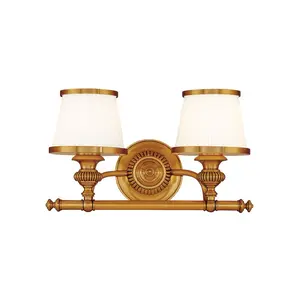 Milton 2-Light Vanity Light With Opal Glass Shades, Flemish Brass & Polished Nickel Finishes