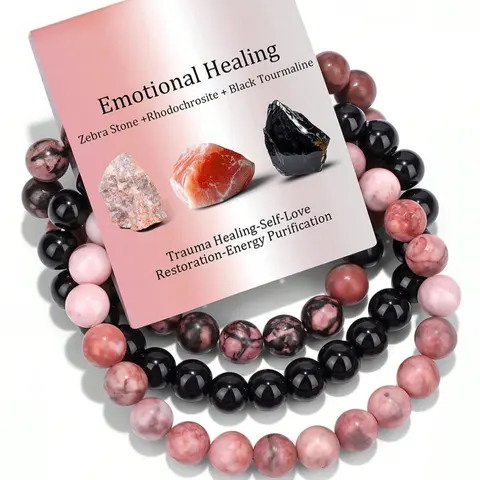 Women Crystal Stone Bracelet Set, Self Healing Emotionally Stretched 8mm Beads, Beaded Bracelet Sets, Beaded Bracelets, Extensible & Stackable Design, Perfect Birthday Gift, Bracelet Jewelry