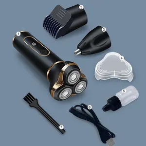 Cordless Electric Shaving Machine Men 3 in 1 for Beard Nose Hair Sideburns IPX7 Water Proof USB Charging Tool with Floating Head & High Definition Display Facial Trimmer