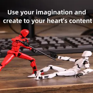 6pcs ABS Action Doll, 3D Trend Toy Model, Multi-Joint Movable, DIY Assembled Digital Man Figure, Desktop Decoration Ornaments A Birthday Present