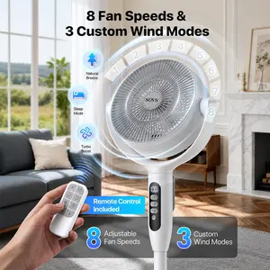 8 Fan Speeds & 3 Custom Wind Modes Remote Control Included Natural Breeze Sleep Mode Turbo Boost Adjustable Fan Speeds Custom Wind ModesWhite | D9