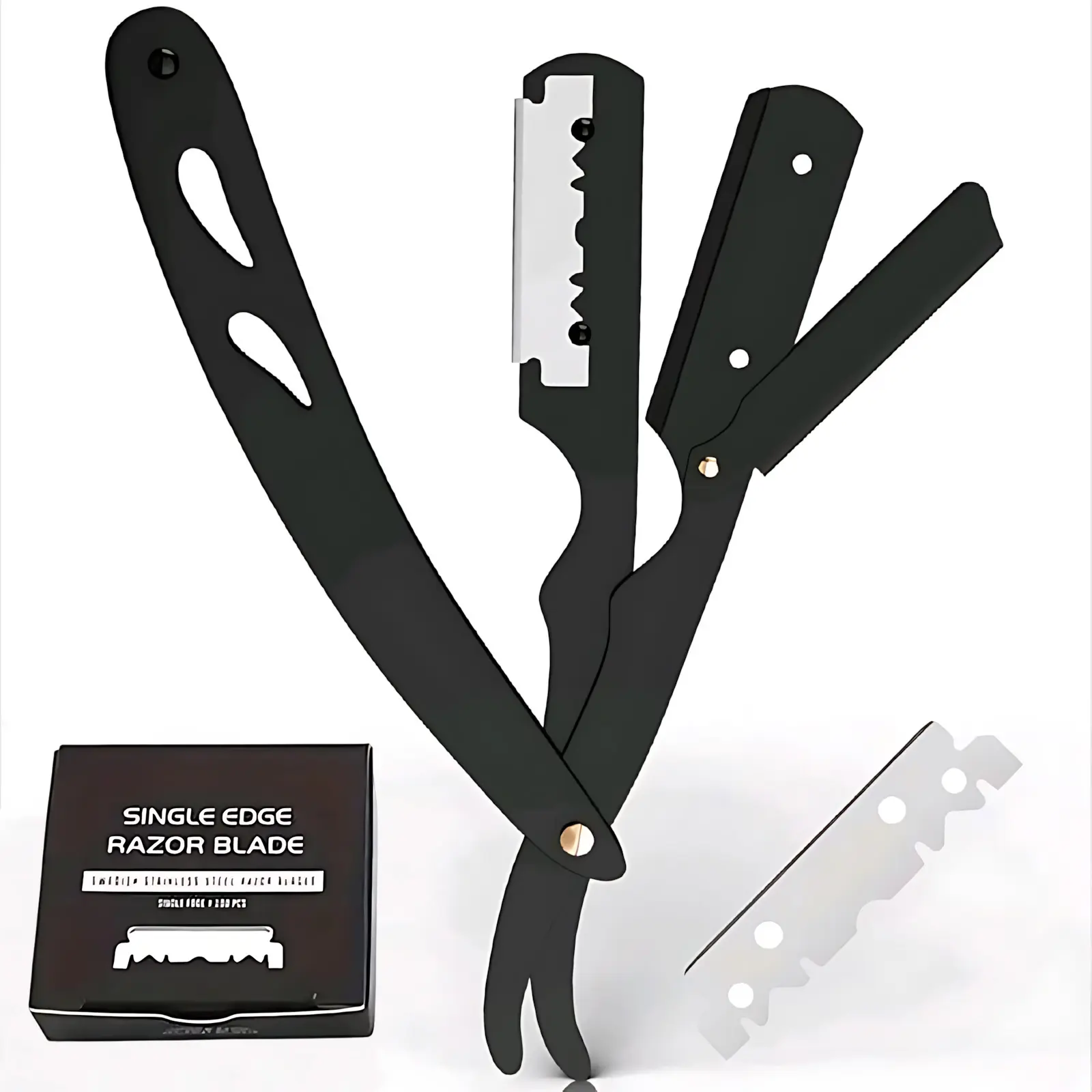 Straight Razors for Men - Single-Edge Shavette Razor Blade, Paraben-Free, Silicone-Free, Non-Toxic Tool for Face & Beard Shaping, Close Shave Grooming