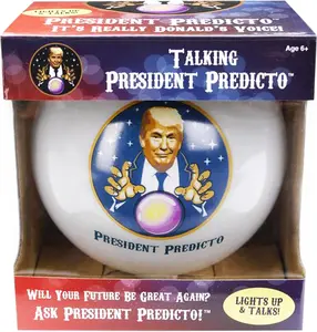 Talking Trump President Predicto Fortune Telling Ball Lights Up & Responds - Ask Questions & Hear Donald Answer, Unique Patriotic Desktop Collectible