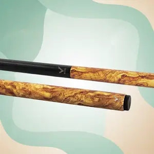 EVO Ignis Solar Drift Jump Cue – 2-Piece Glass Fiber Shaft, Hybrid Pro Taper, 13.9mm Brown Bakelite Tip, Ultra-Stiff Mini 3/8-8 Joint, Wrapless Grip, 11–12oz
