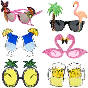 1count Hawaii Tropical Party Sunglasses Flamingo Hawaiian Luau Pool Beach Party Decoration Supplies Pineapple Funny Glasses