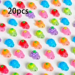 20 Mini Glow-In-The-Dark Turtle Beads Series, Resin Beads, Cute Animal Beads with Fruit Turtle Pendants, DIY Jewelry Making, Handmade Crafts, Party Favors, DIY Mix Beads, DIY Beading Accessories