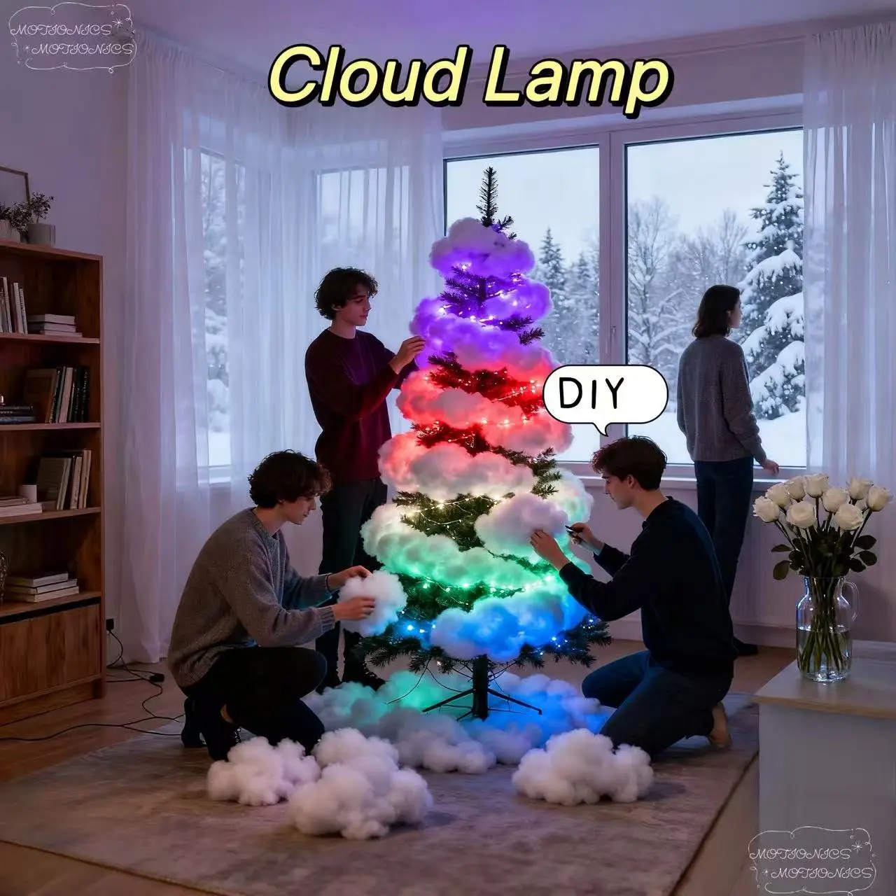 Cloud Christmas Tree, Large 3D Thunder Cloud Lamp, Smart RGBIC 3D Lightning Cloud LED Light, App & Remote Control, With Music Sync Mode, USB Powered, Sound Sensitive, Perfect For Game Rooms/photography Studios, fathers day gift for husband