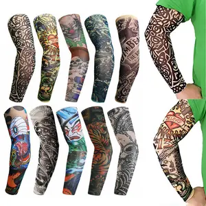 10 PCS UV Blocking Nylon-Blend Armsleeve Set, Realistic Sports Print, Round Shape, 92% Nylon-8% Spandex Sun Protection Armsleeves for Outdoor Sports, Temporary Tattoo Style (Beauty & Personal Care)