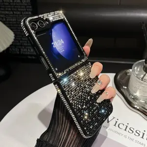 Luxury Glitter Diamond Gradient Case for Samsung Galaxy Z Flip 6 5 4 3 Rhinestone Bling Shockproof Hard Cover for Samsung flip6