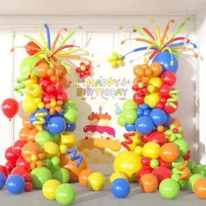 178pcs Red Yellow Blue Green Balloon Arch Kit with Firework Balloons for Party Decorations