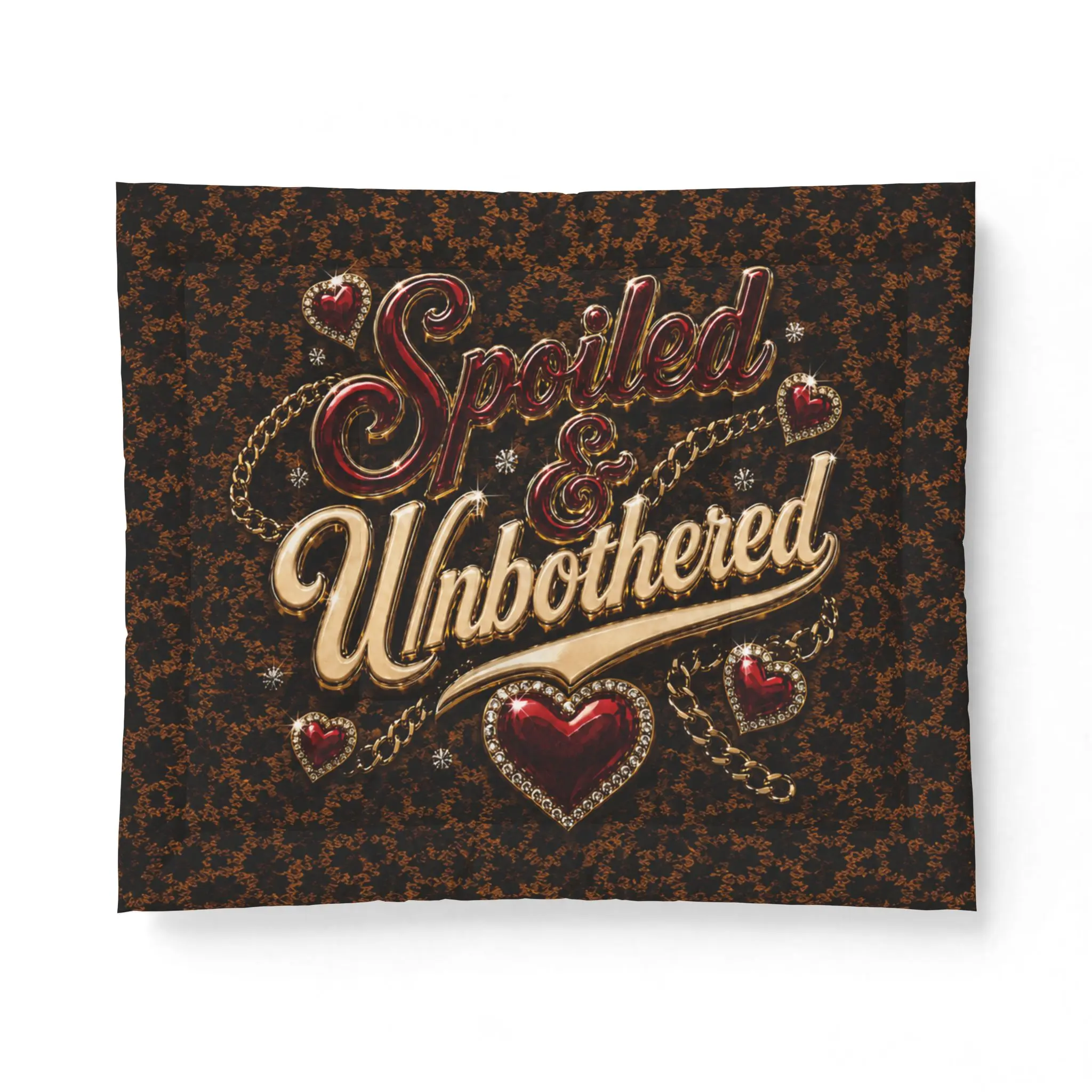 Spoiled & Unbothered Cotton Comforter, Heart Leopard Pattern, Cotton Shell, Quilted Finish, Skin Friendly Home Bedding for Modern Home Decor