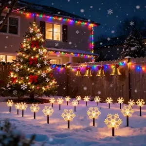 Battery Operated Snowflake Lights, Outdoor Decorative Lights, Outdoor Christmas Decoration, Waterproof LED Night Light for Lawn Landscape Holiday Party Decorations