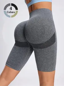 Women's high-waist butt-lifting shaping yoga shorts, mid-thigh length, gym wear, high-waist tummy control fitness yoga pants, sweat-absorbent, quick-drying, highly elastic, excellent for creating a peachy lift effect, available in multiple colors