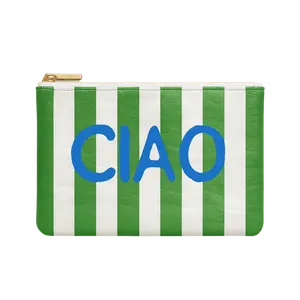 The Amalfi "Ciao" Travel Pouch - Green & White