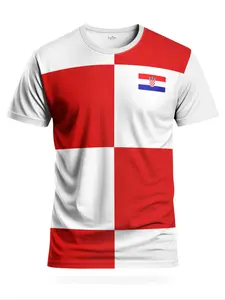 Croatia National Team Unisex Football Jersey Design Tee, Breathable Sportswear with Plaid Patterns, Casual Wear for Fans & Athletes