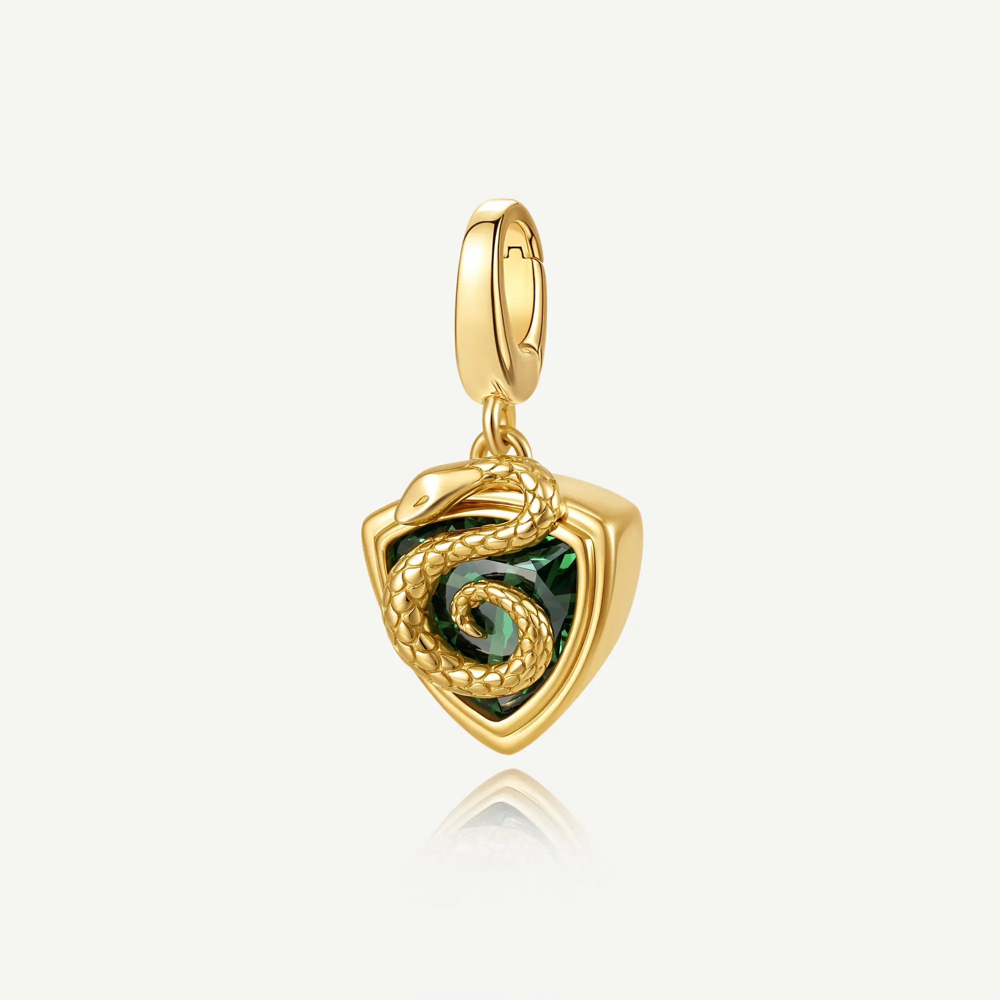 Harry Potter x FANCIME Slytherin House Silver Snake Charm - Cubic Zirconia Fantasy Magical Theme Commemorative Costume Jewelry for Enthusiasts, Collectibles, Charms & Pendants