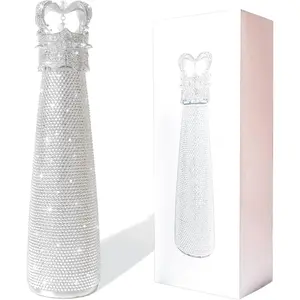 Bling Water Bottle Rhinestone Diamond Water Bottle Reusable Insulated Stainless Steel Bling Premium Aesthetic Gift (Princess, silver)
