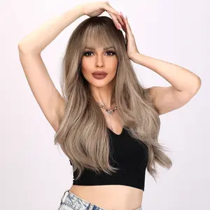 【Lila】 Deep Wave Curly Wig - Gray and Ombre Gradient - 26 Inch | SM457 | Popinrow