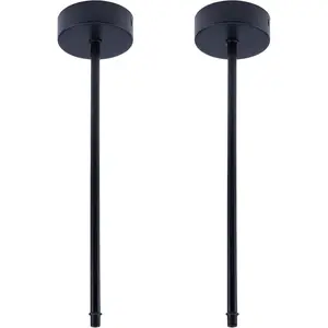 2 Sets Black Pendant Light Fixture Rod with Canopy Metal Lamp Parts Hanging Light Fixture Stems Kit, 11.81 Inch