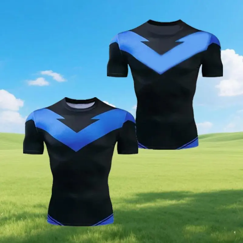 Red Nightwing Short-Sleeved Compression Shirt Print T-Shirt for Adults 2025 New Product Fitness Loose and Casual Top