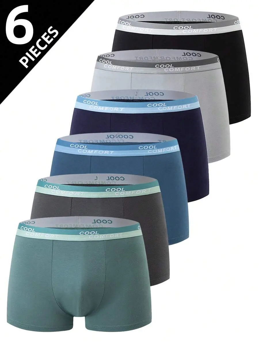 Teen Boy 6pcs Letter Webbing Waistband Boxer Briefs