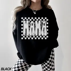 Checkered Mama Sweatshirt, Retro Checkers Mama Shirt, Mom Sweatshirt, Motherhood Shirt, Mothers Day Gift, New Mom Gift, Girl Mama Sweatshirt