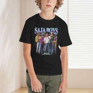 SAJABOYS KPOP DEMON HUNTERS Youth Cotton T-Shirt,Breathable Crew Neck for Casual Streetwear Design,Comfortable Durable,Ideal Gift for Spring/Summer for Tween Boys Girls