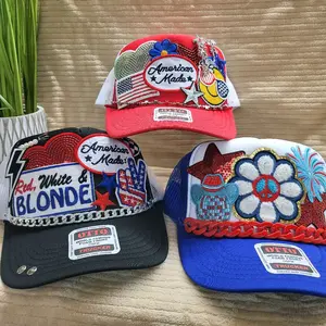 Patriotic summer or 4th of July foam snapback hat.