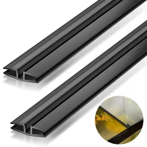 2 Pcs PVC Piano Style Living Hinge 39.37 Inch Each PVC Living Hinge for DIY 3-5mm Glass Acrylic and More Material Replacement Repair, No Screws or Glue (Black)