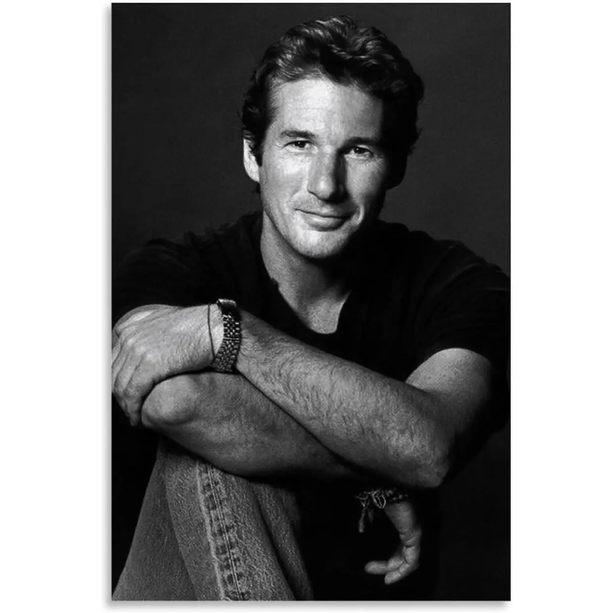 Richard Gere Black and White Poster - Famous Actor Artwork, Photo Print, Modern Home Decor for Bedroom Walls, Canvas Wall Painting Gift