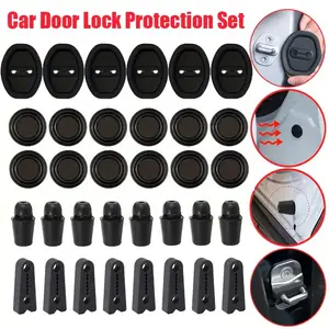 34-Piece Car Door Lock Protection Set, Includes Shock Absorbers, Noise Reduction Pads, Essential Auto Accessories for Complete Protection
