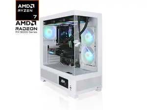AVGPC Whirlwind Gaming PC AMD Ryzen 7 5700X, Radeon RX 9070 XT, 32GB DDR4, 1TB NVME M.2 SSD, 360MM AIO Liquid Cooling, WiFi/AC, Tempered Glass Case White, Windows 11 Home White