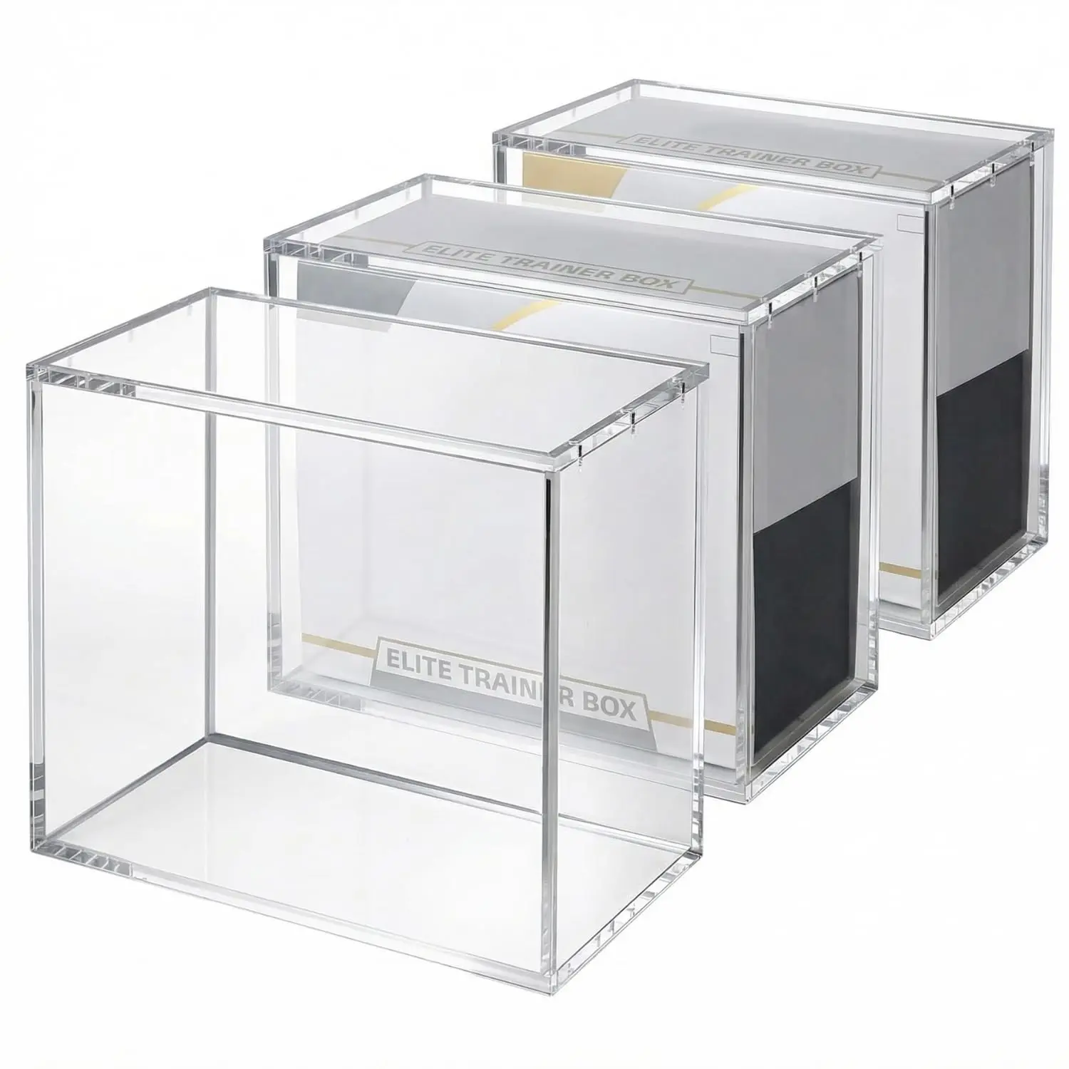 3 Pack ETB Protector Acrylic Case, Elite Trainer Box Protector Waterproof Scratch-Resistant Stackable with 8mm Thick Acrylic, Magnetic Lid, UV Protection, Compatible with Elite Trainer Box